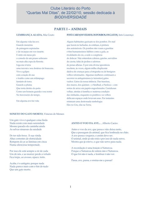 Poemas sobre biodiversidade