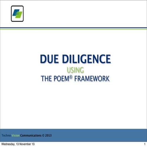 Poem Framework Due Diligence 