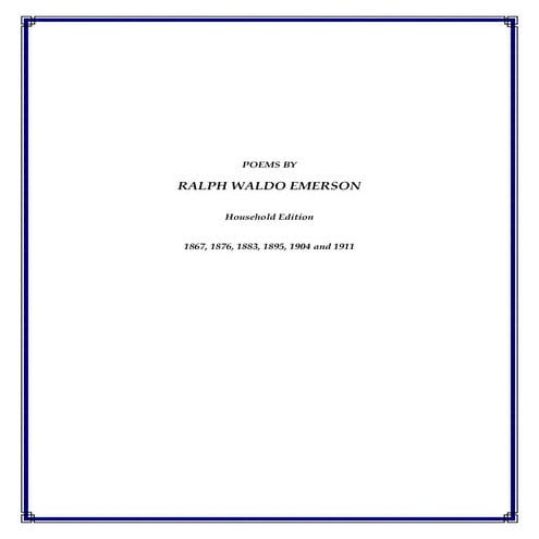 Poems By  Ralph  Waldo  Emerson