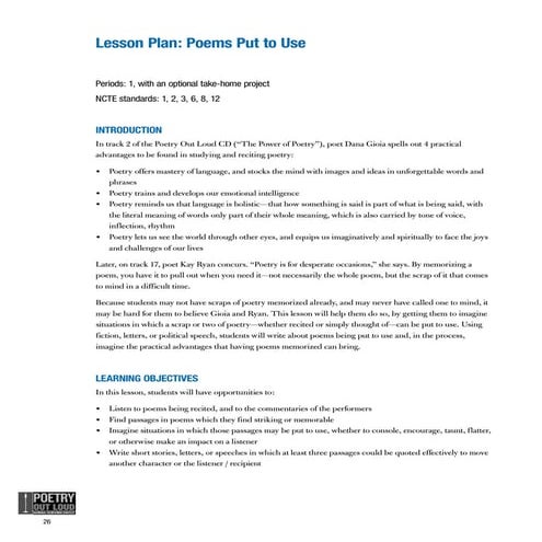 Poems to use lesson