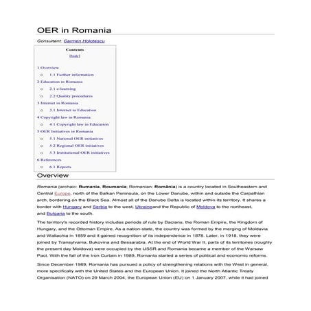 Romanian Projects related to Open Educational Resources and Practices