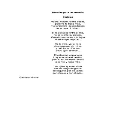 Poemas Gabriela Mistral Dia Madre