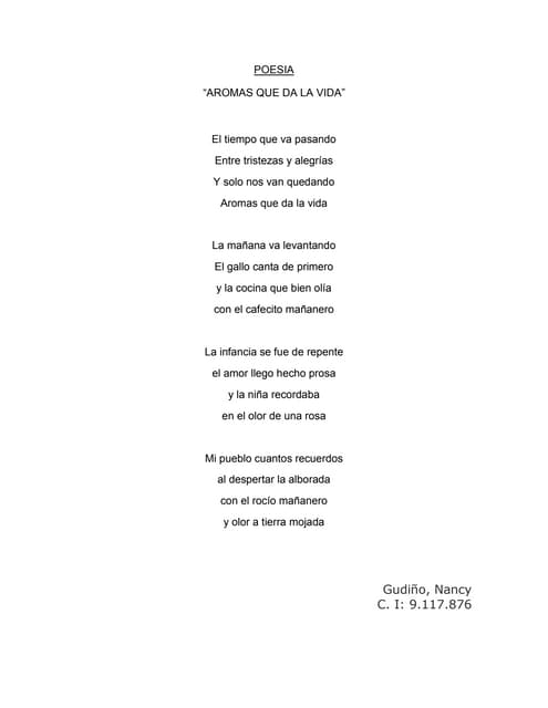 Poesia aromas que da la vida