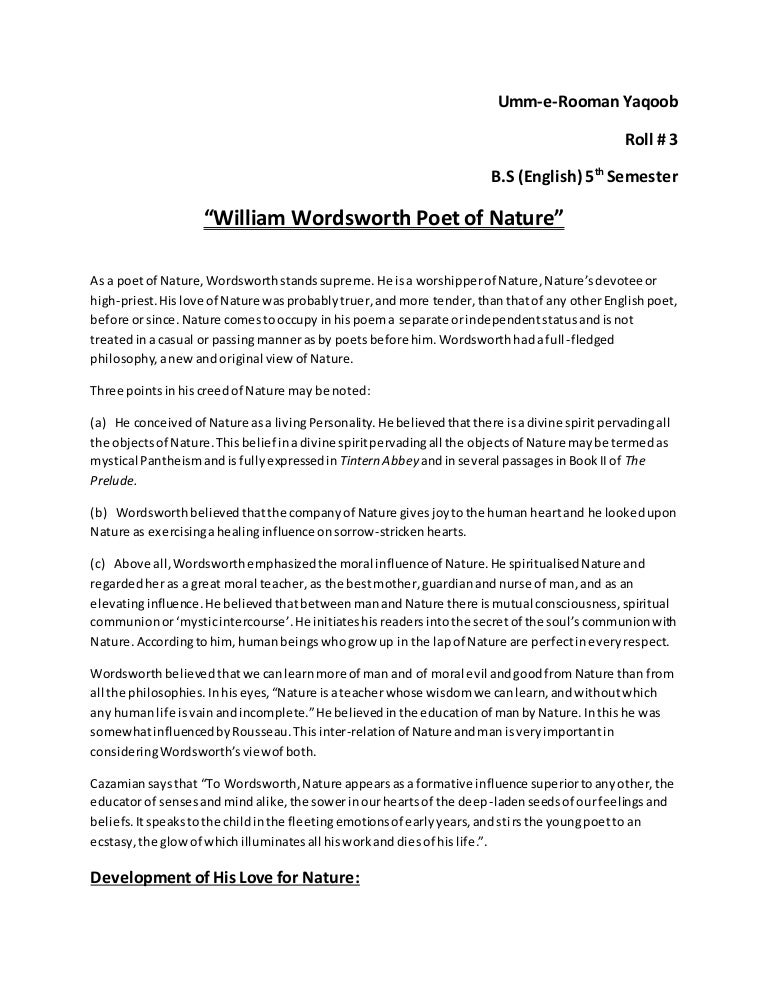 William Wordsworth poet of nature