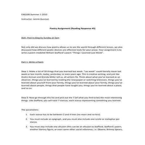 Poetry assignment