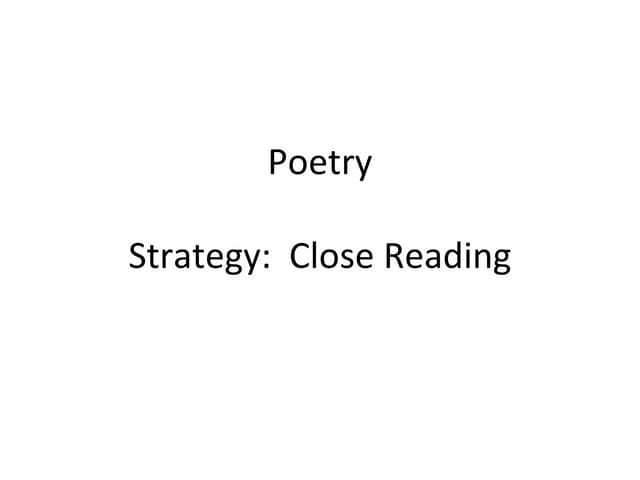 Poetry - Close Reading