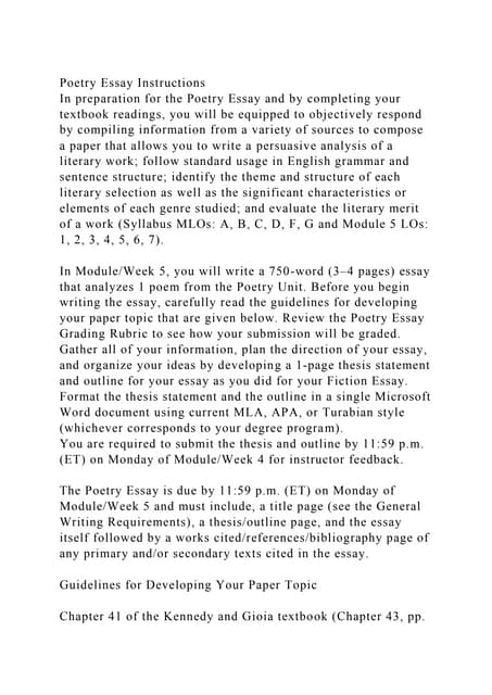 Poetry Essay InstructionsIn preparation for the Poetry Essay and b.docx
