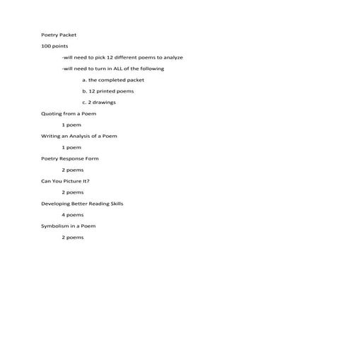 Poetry packet