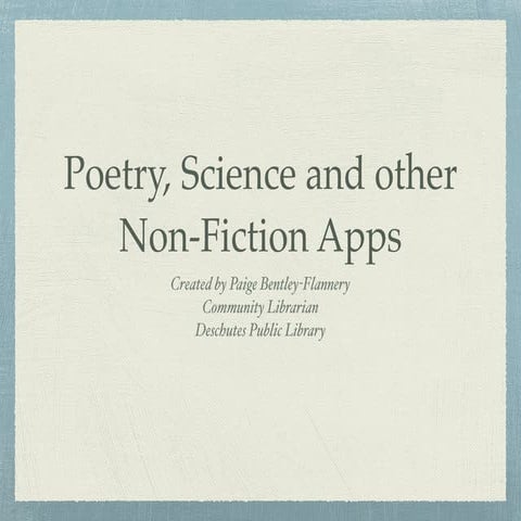 Poetry, science and other non fiction apps