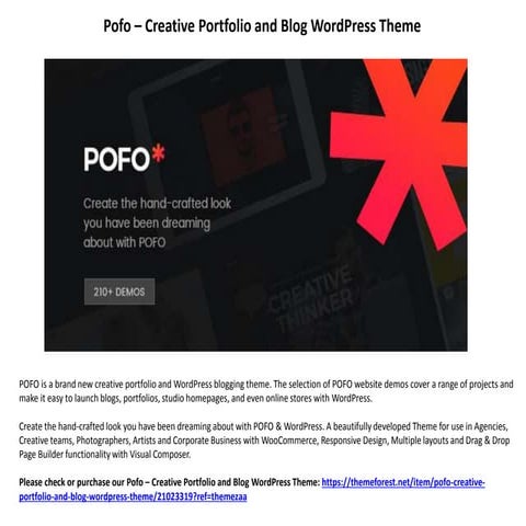 Pofo – Creative Portfolio and Blog WordPress Theme