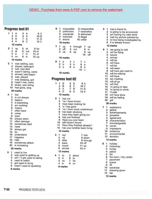 Outcomes Advanced Student s Book Units 1 5 Key
