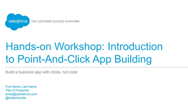 Point and Click App Building Workshop