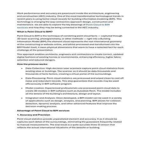 Point Cloud to BIM Services: Revolutionizing the AEC Industry