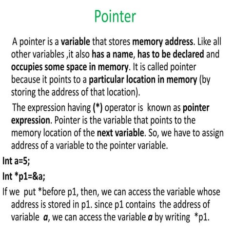 Pointer in c