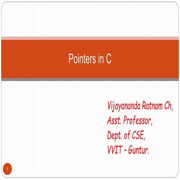Pointers in C | PPTX | Programming Languages | Computing
