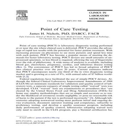 Point Of Care Testing