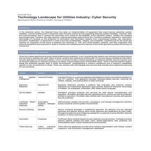 Cybersecurity in Utilities