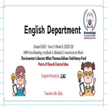 Understanding Point of View and Central Ideas in Grade 5 English | PDF