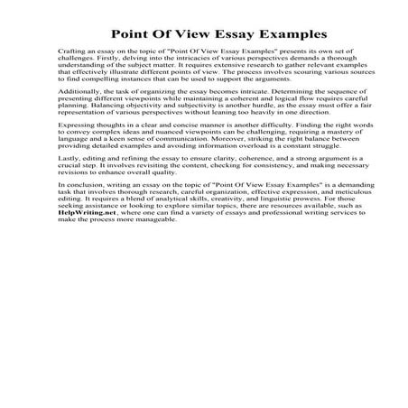Point Of View Essay Examples. Example of a point of view essay. Grendel
