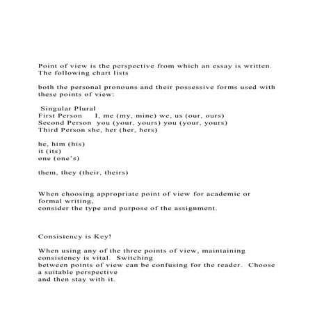      Point of view is the perspective from which an essay is.docx