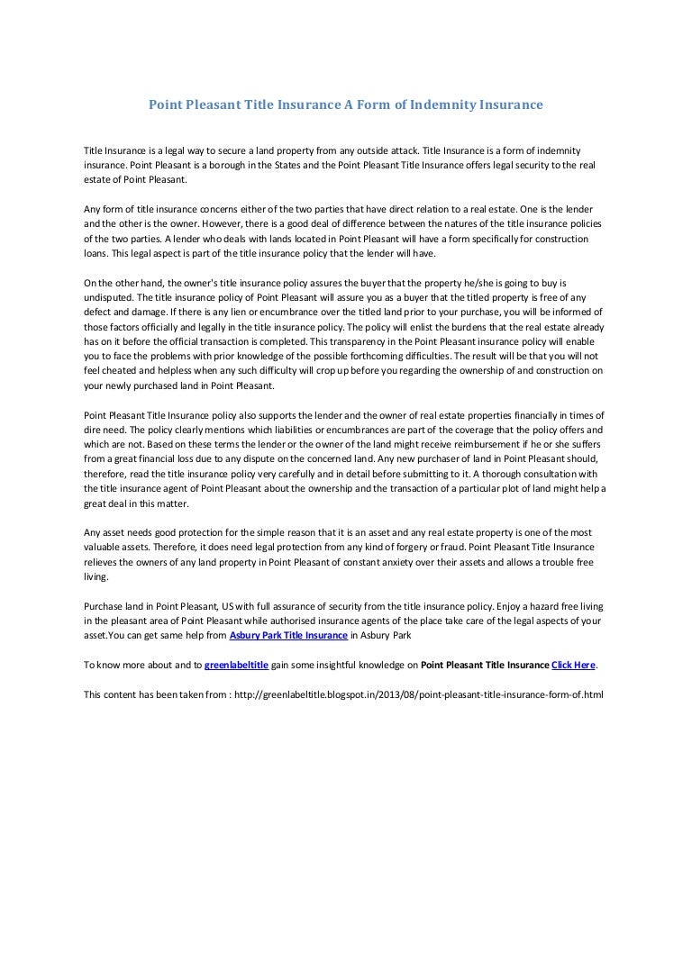 do i need indemnity insurance when buying a house