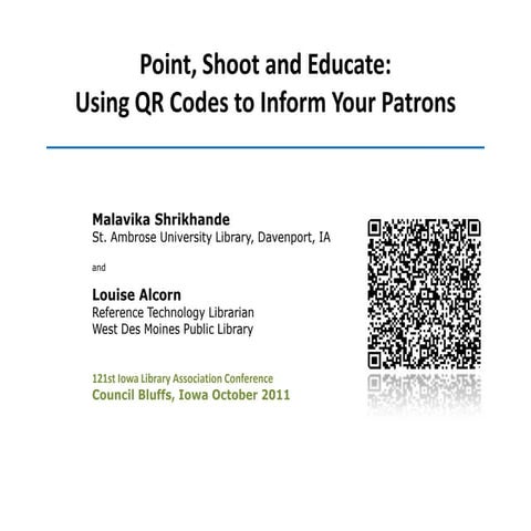 Point, shoot and educate using qr codes to inform your patrons