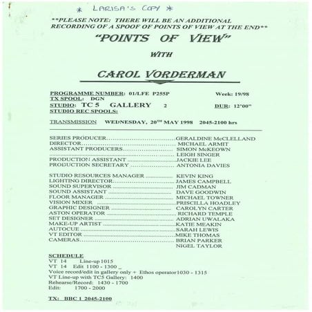 Points of View Camera Script