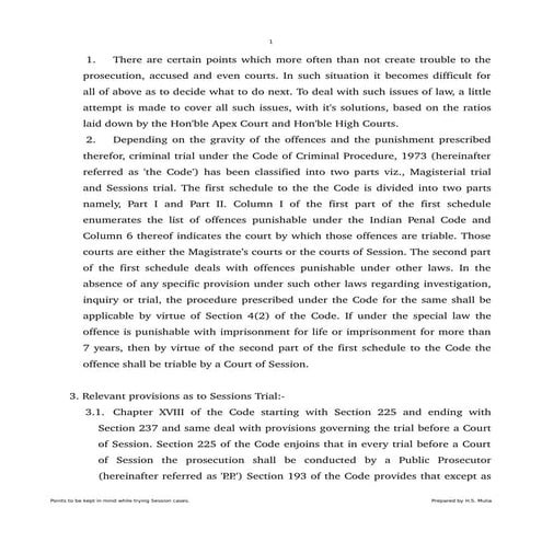 Points to be kept in mind while deciding sessions trial