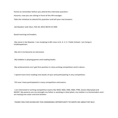 Points to remember before you attend this interview question