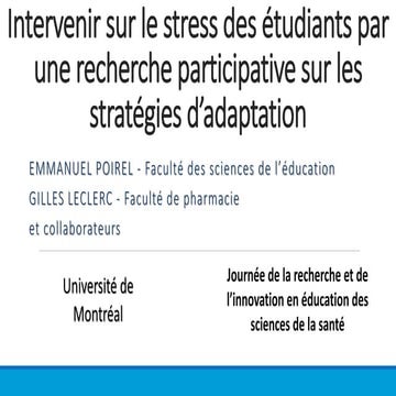 Intervenir sur le stress des étudiants par une recherche participative sur les stratégies d’adaptation