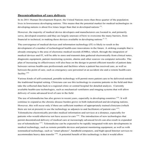 Decentralization of Health care Delivery