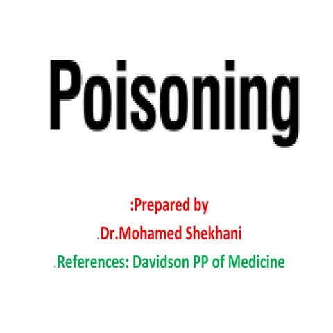 Poisoning introduction plus MCQs2012. | PPT