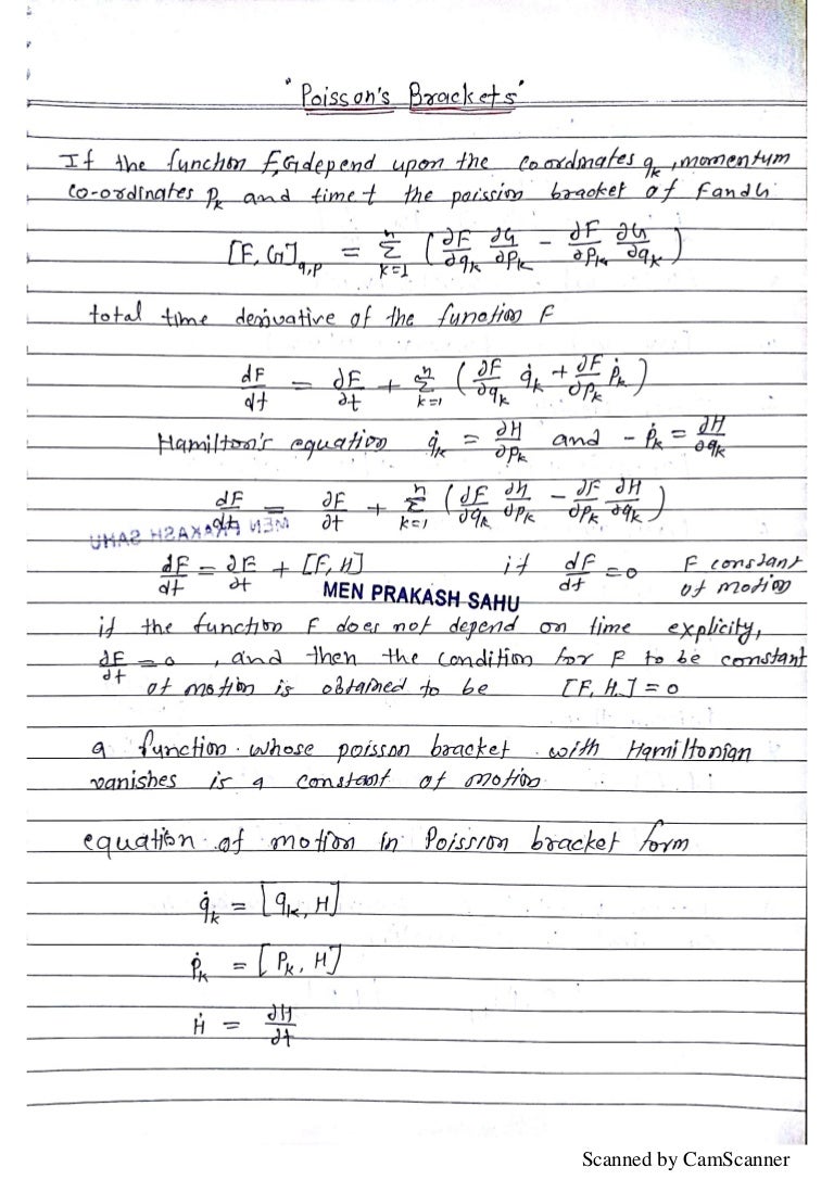 Poisson bracket (CLASSICAL MECHANICS )