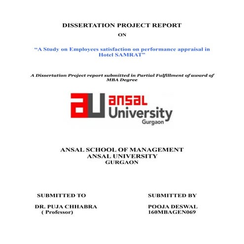 Dissertation report  on performance appraisal