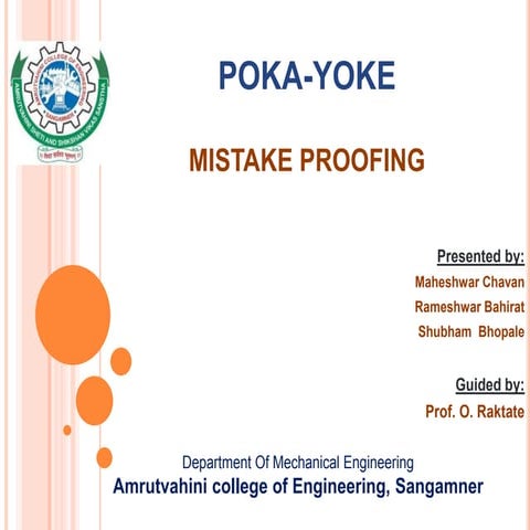 Poka yoke Or Mistake Proofing
