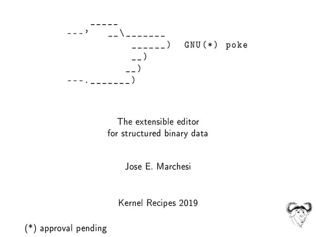 Kernel Recipes 2019 - GNU poke, an extensible editor for structured binary data