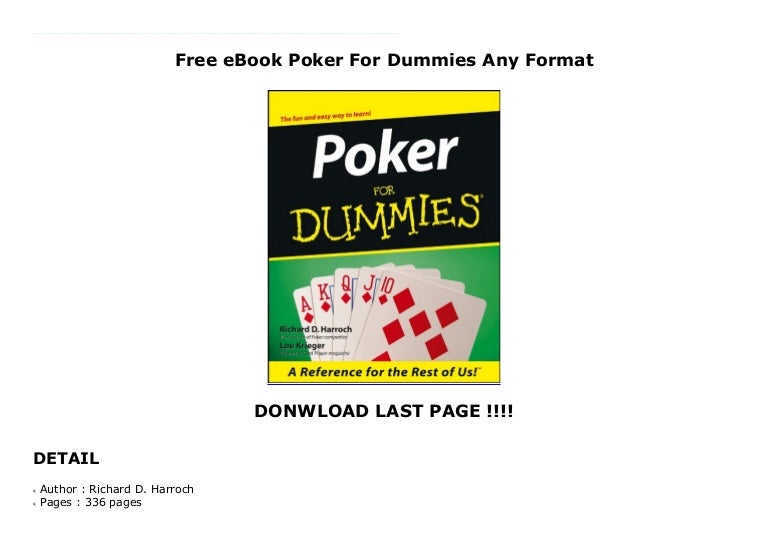 Free eBook Poker For Dummies Any Format