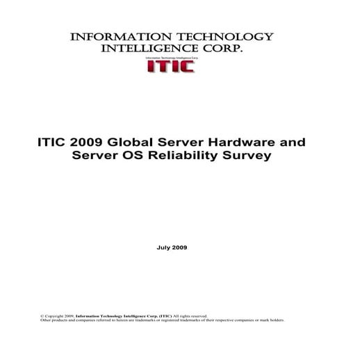 ITIC 2009 Global Server Hardware and Server OS Reliability Survey