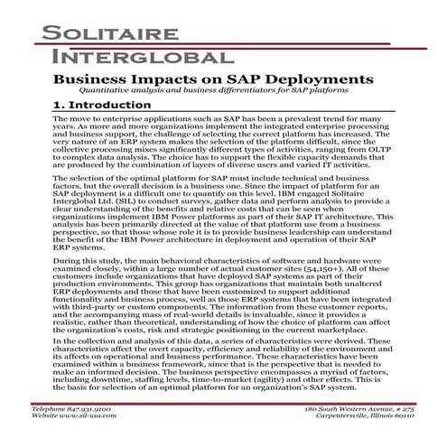 Business Impacts on SAP Deployments