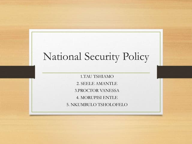 Importance of National security policy