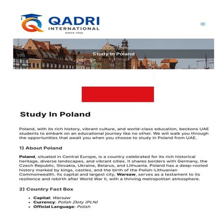 Study In Poland | Study In Poland From UAE | PDF