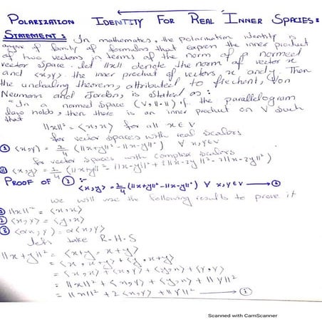 Polarization identity for real inner space