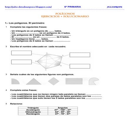 Polígonos Ejercicios + Solucionario