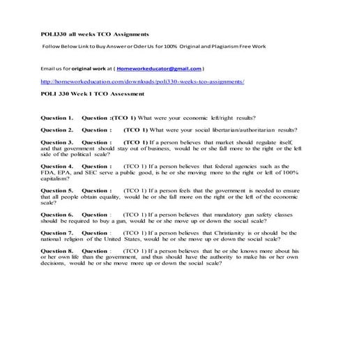 Poli 330 (political science) entire course | DOCX
