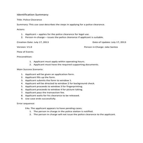 Police clearance ucn