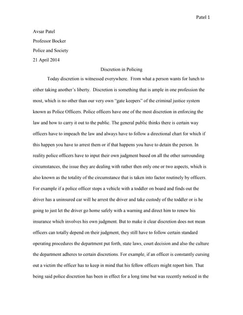 Police Discretion Paper Personal Essay Examples High School also Student Life Essay In English Macbeth Essay Thesis
