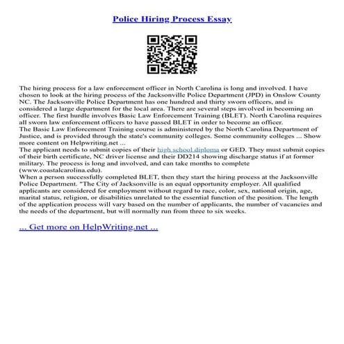 Police Hiring Process Essay