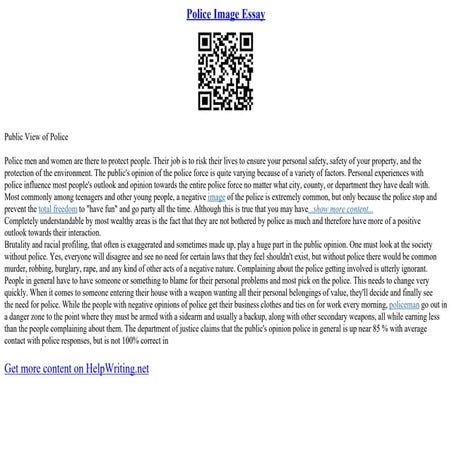 Police Image Essay | PDF