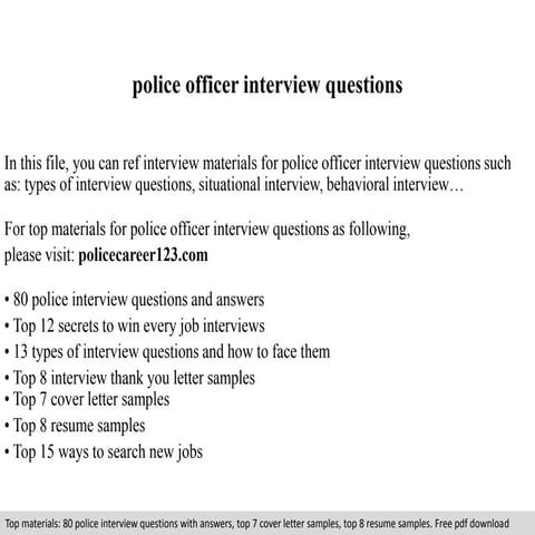 Police officer interview questions | PPT