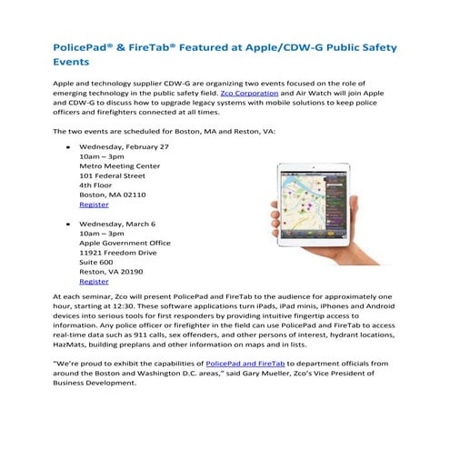 Police pad® & firetab® featured at applecdw g public safety events